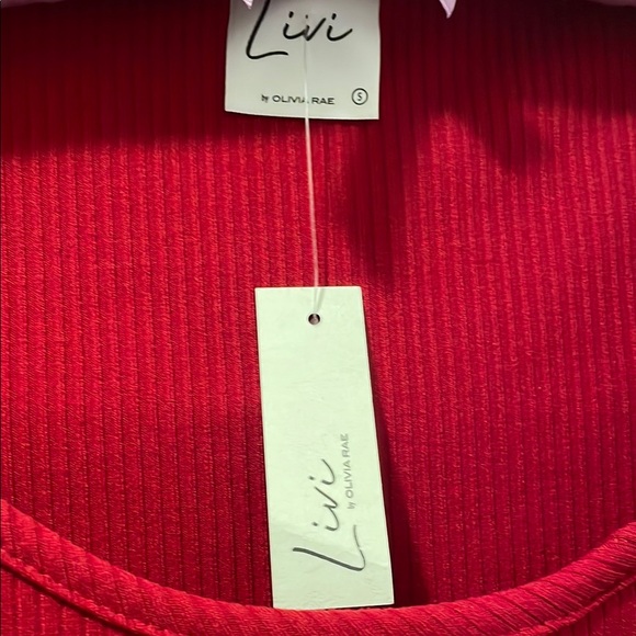 Olivia Rae Red Ribbed Crop Top - Picture 3 of 4